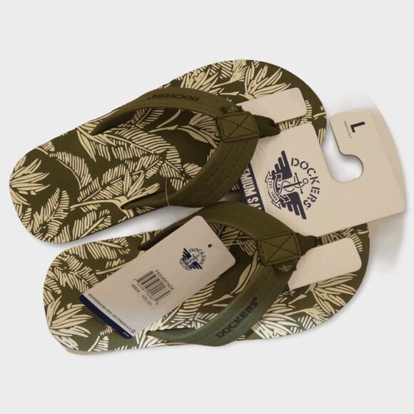 Docker's Premium Kids Palm Print Green Sandals L 2/3 - Picture 7 of 10